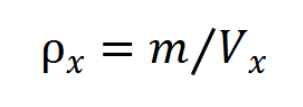 The measured density was obtained by the given formula