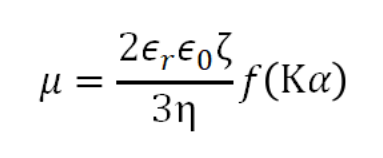 Henry’s equation, one can relate the electrophoretic mobility µ and its zeta potential ζ