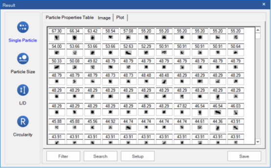 Figure 1. Dynamic image analysis of the cement