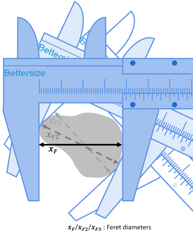 Maximum Feret diameter caliper definition diagram