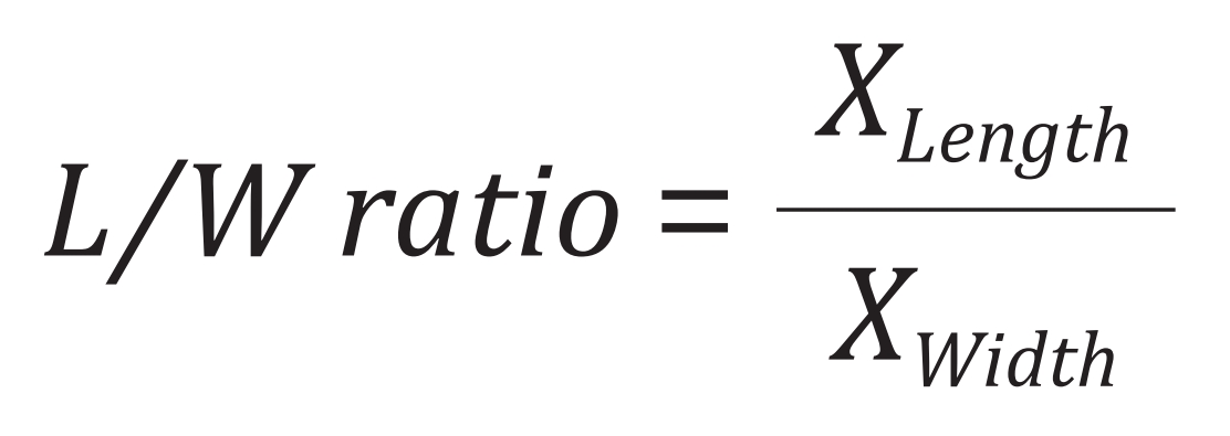 Figure 4. Definition of Length-to-Width ratio (L/W ratio).