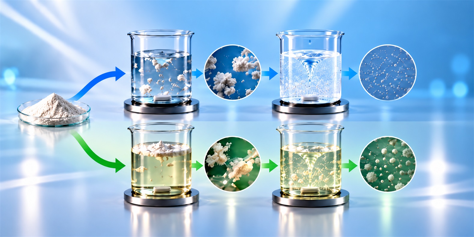 Same sample in different media